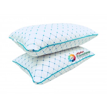 Market Fairy 17 X 27 Inch Microfiber Filled Ultra Soft Stylish Sleeping Bed Pillow for Long Lasting Fluffiness, King Size, White with Aqua Blue Dots, Pack of 2
